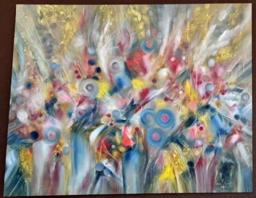 Floral Ways | Oil And Acrylic Painting in Paintings by Kozyuk Gallery. Item made of canvas works with boho & contemporary style