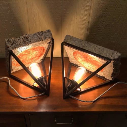 Brutal lamp | Sconces by Brandon Harder Art and Design. Item composed of steel & concrete