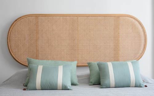 Natur Round Wood & Rattan Headboard | Beds & Accessories by LAGU. Item made of oak wood works with boho & modern style