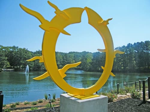 Sunset | Public Sculptures by Gus Lina Art | Sims Lake Park in Suwanee. Item made of aluminum
