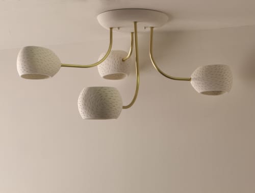 Four Leaf Clover : Semi Flush Mount Ceiling Light | | Chandeliers by lightexture. Item made of brass with ceramic works with contemporary & modern style