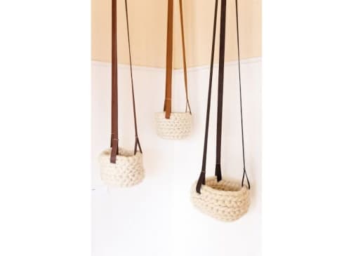 Trio | Macrame Wall Hanging in Wall Hangings by Keyaiira | leather + fiber | Artist Studio in Santa Rosa. Item made of fabric with fiber