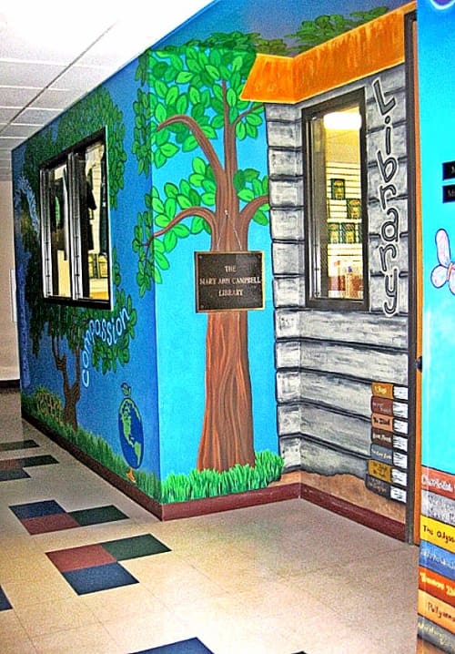 Library Mural at Littleton Academy Charter School by Christine Rose