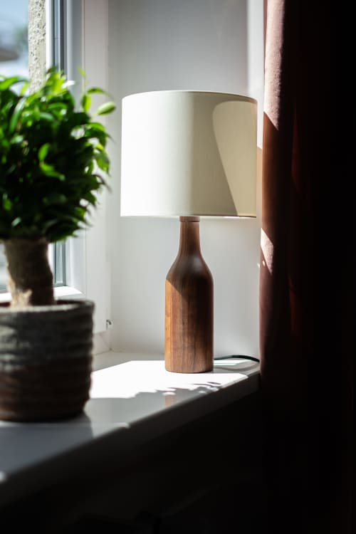 Hand Turned Walnut  Lamp | Lamps by ColombeFurniture