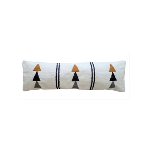 Malika Handwoven Extra Long Wool Lumbar Pillow | Cushion in Pillows by Mumo Toronto. Item made of fabric works with boho & minimalism style