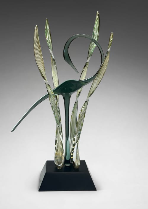 Waltzing in the Marsh, Silverado | Sculptures by Warner Whitfield Designs,  Glass art sculpture. Item made of wood with glass works with contemporary & coastal style