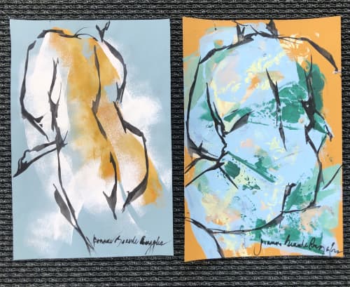 Onlookers | Oil And Acrylic Painting in Paintings by Joanne Beaule Ruggles. Item composed of paper and synthetic in contemporary or modern style