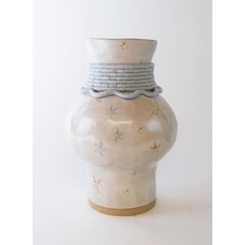 Handmade Ceramic Vase #791 with Handpainted Floral Pattern | Vases & Vessels by Karen Gayle Tinney. Item made of cotton & ceramic compatible with boho and country & farmhouse style