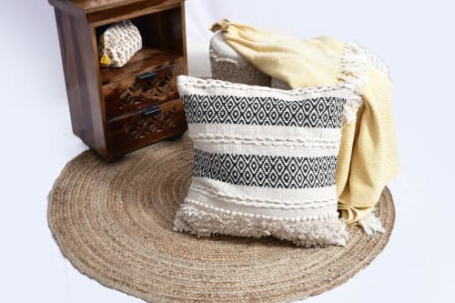 Amelia Boho Artisanal Weaved Cushion cover_Handcrafted | Pillows by Humanity Centred Designs. Item composed of cotton in boho or minimalism style