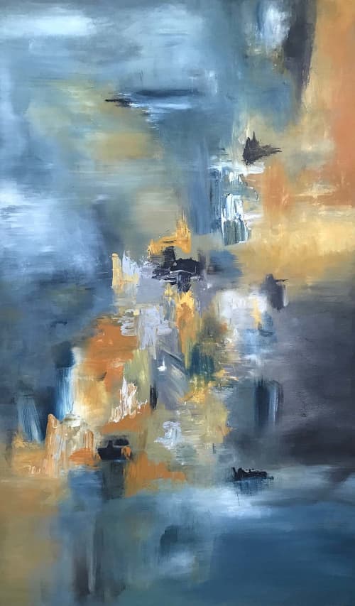 Angels in the Mist - Acrylic Abstract - 36 x 60 or 60x 36 | Oil And Acrylic Painting in Paintings by Strokes by Red - Red (Linda Harrison). Item composed of canvas & synthetic