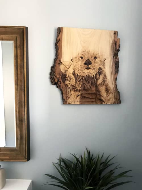 an-otter martini please, 18 x 24 | Wall Sculpture in Wall Hangings by Bisa Lisa Studio. Item composed of maple wood