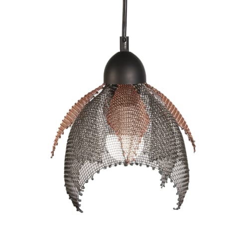 "Floral" Steel and Copper Wire Mesh 9" - Extra Small | Pendants by Anne Lindsay. Item composed of copper in contemporary or eclectic & maximalism style
