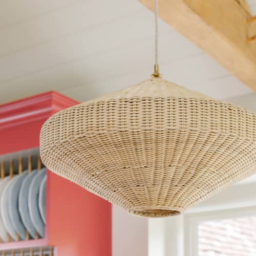 Lattu Rattan Pendant Shade | Pendants by Hastshilp. Item in boho or minimalism style