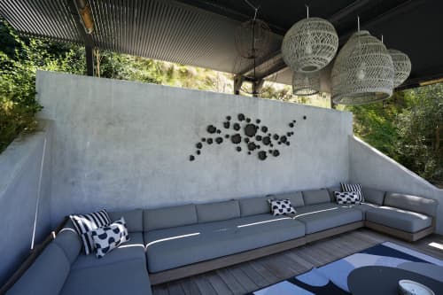Charcoal Wall Sculpture, 39 Pieces Set, Matte Black Finish | Wall Hangings by SevaCeramics