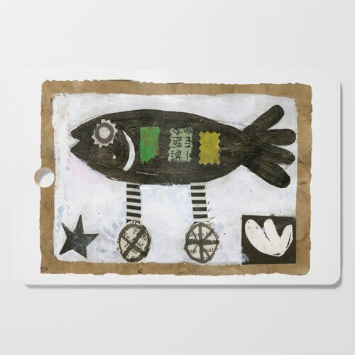 Fish on Wheels Cutting Board | Serving Board in Serveware by Pam (Pamela) Smilow. Item composed of wood