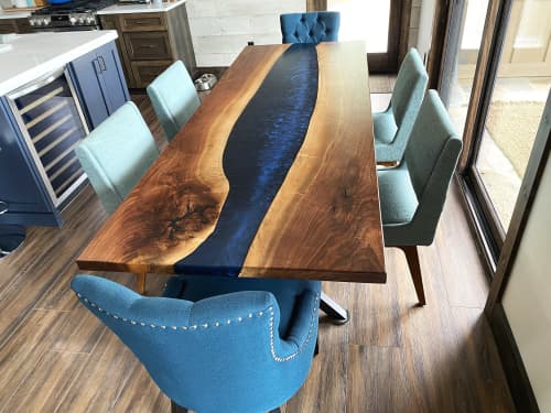 Custom Live Edge Wood & Resin River Table (3) | Dining Table in Tables by Carlberg Design. Item made of wood & synthetic