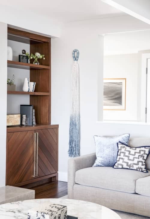 Indigo Cotton Tassel | Macrame Wall Hanging in Wall Hangings by Liz Robb | Private Residence, Tiburon, CA in Tiburon. Item made of cotton & fiber