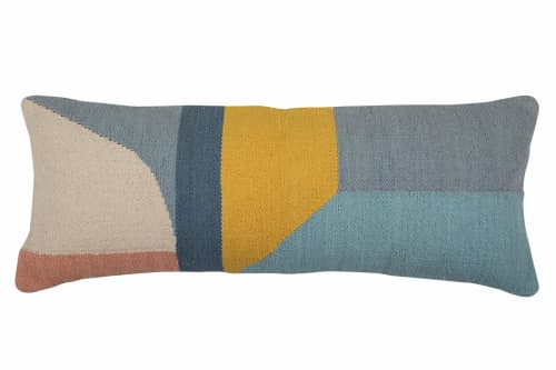 Handmade Geo Shapes Lumbar Pillow, Multi | Cushion in Pillows by Casa Amarosa. Item made of cotton