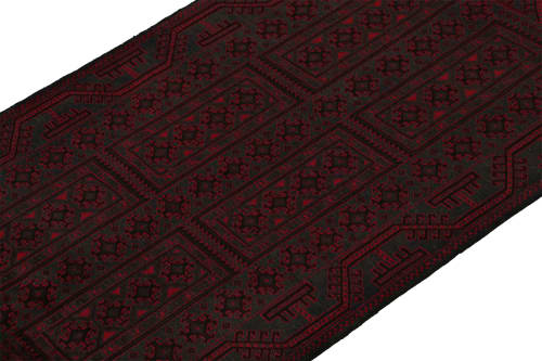 Vintage Baluch Afghan rug in Red & Black Patterns | Area Rug in Rugs by Rug and Kilim