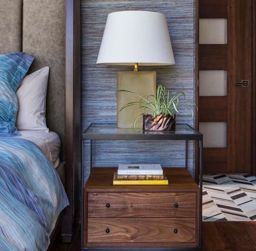 Walnut Side Tables | Tables by Kula Solutions. Item composed of oak wood & steel