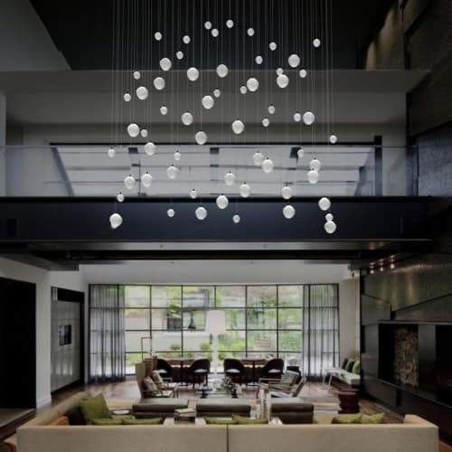 Voyage Cluster Asymmetrical Pendant Chandelier with 62 Light | Pendants by Galilee Lighting. Item made of metal with glass works with minimalism & modern style