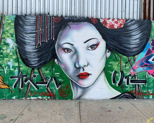 Geisha Girl | Street Murals by Albertus Joseph. Item composed of synthetic