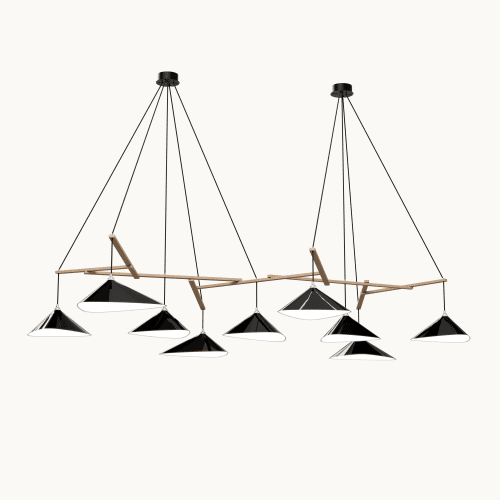 Emily Group of Nine Pendant Light – Black High Gloss | Pendants by MOSS Objects. Item made of oak wood with steel works with contemporary & modern style