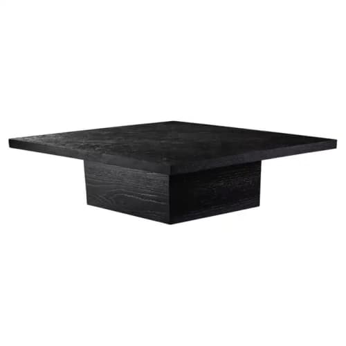 Adamas Black Oak Dining Table | Tables by Aeterna Furniture. Item made of oak wood