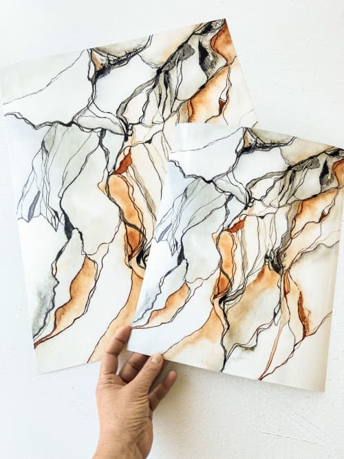 Calacatta | Watercolor Painting in Paintings by Rhonda Deland. Item made of paper works with boho & mid century modern style