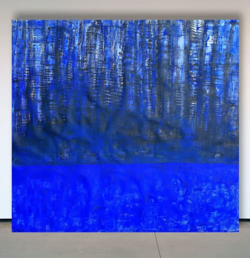 Blue Abstraction | 40x44 | Ultramarine Large Abstract Canvas | Oil And Acrylic Painting in Paintings by Jacob von Sternberg Large Abstracts. Item composed of canvas and synthetic