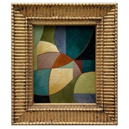 Contemporary Abstract "Jewel" Oil Painting in Vintage Frame | Oil And Acrylic Painting in Paintings by Suzanne Nicoll Studio. Item made of wood works with boho & minimalism style