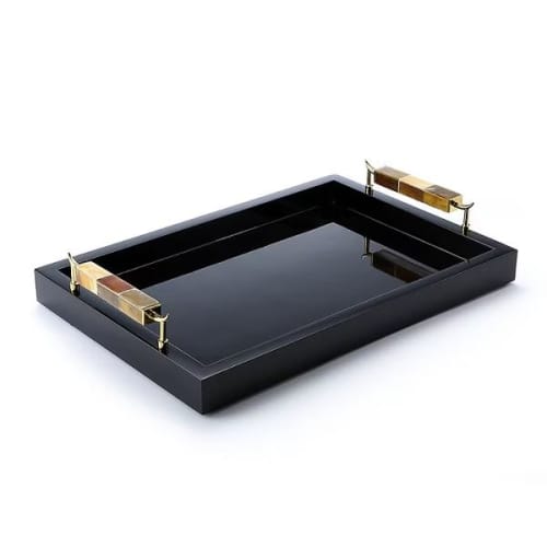 Elegant Horn Decorative Tray with Gold Accents | Serving Tray in Serveware by Finara