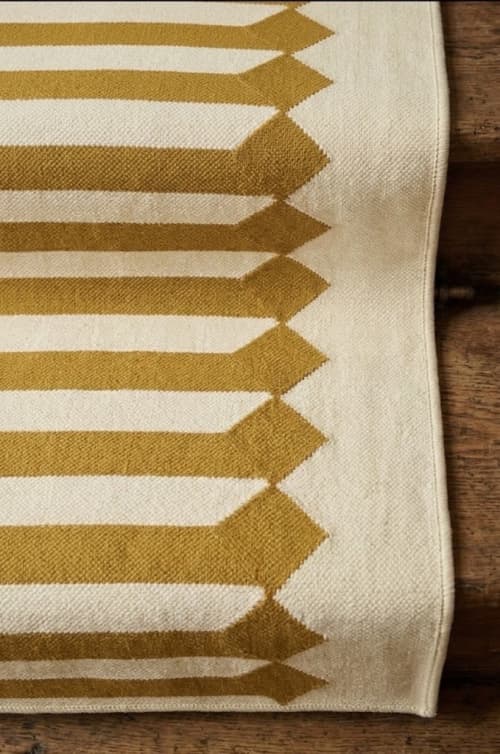 Handwoven Woolen Runner Rug | Rugs by Evergreen Carpets. Item composed of wool compatible with boho and minimalism style