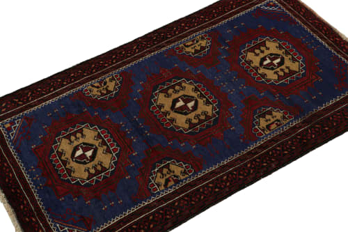 Rug & Kilim's Baluch Tribal Rug in Blue with Red & Beige | Area Rug in Rugs by Rug and Kilim