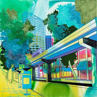 Transported | Oil And Acrylic Painting in Paintings by Elizabeth Gahan. Item made of synthetic