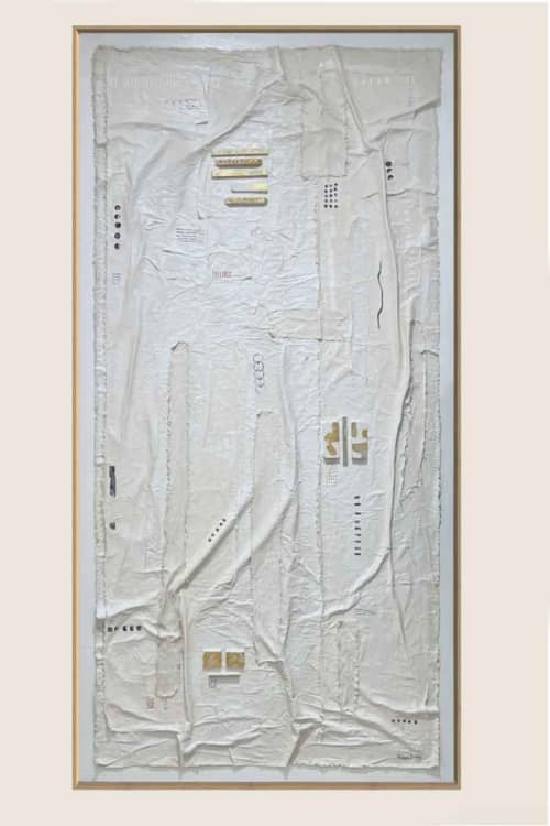 Totem T7236 A | Mixed Media in Paintings by Michael Denny Art, LLC. Item composed of bamboo & cotton compatible with minimalism and contemporary style