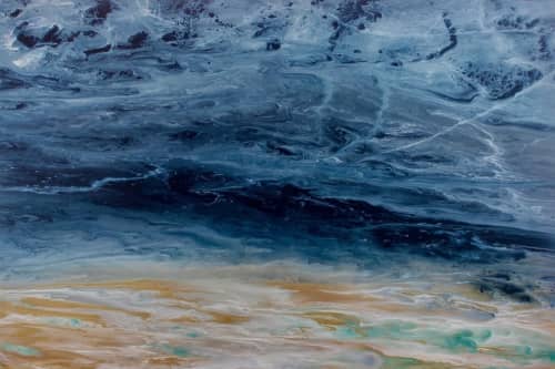 Electric Storm-Abstract Seascape | Oil And Acrylic Painting in Paintings by Kimberly Conrad Contemporary Art Gallery. Item made of canvas works with contemporary & coastal style