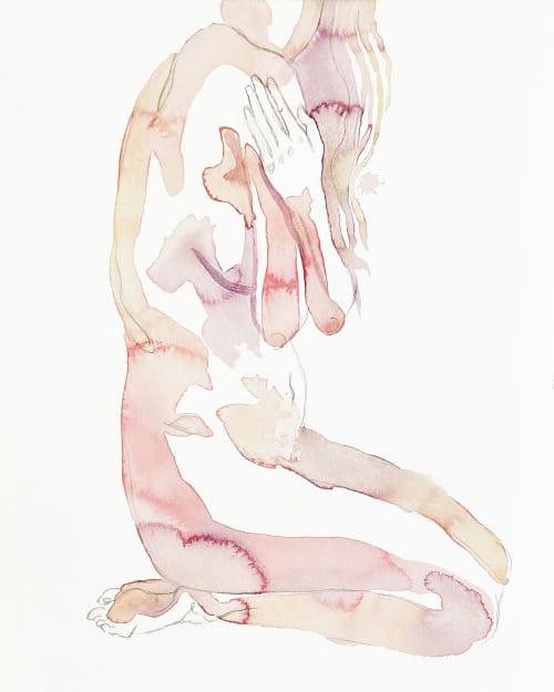 Nude No. 69 : Original Watercolor Painting | Paintings by Elizabeth Becker. Item composed of paper in minimalism or contemporary style