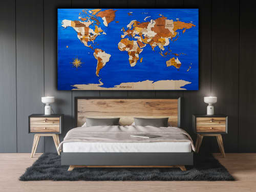 A World Of Hope | Wall Sculpture in Wall Hangings by Mohamad Aaqib. Item made of wood with canvas