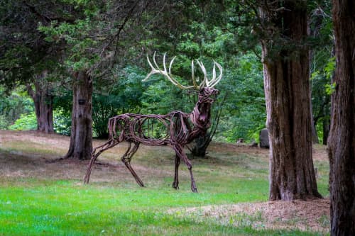 Calling Elk Large Scale Sculpture | Public Sculptures by Wendy Klemperer Art Inc | Four Corner Art Center in Tiverton. Item made of steel