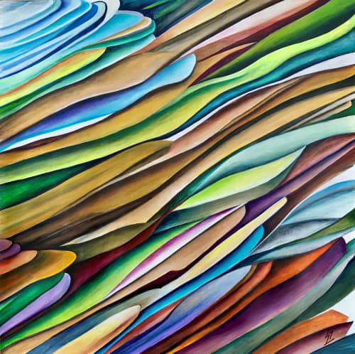 'Cliffs-1' | Oil And Acrylic Painting in Paintings by Sangeeta Sagar. Item made of paper works with contemporary & modern style