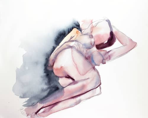 Jess No. 17 : Original Watercolor Painting | Paintings by Elizabeth Becker. Item made of paper works with minimalism & contemporary style