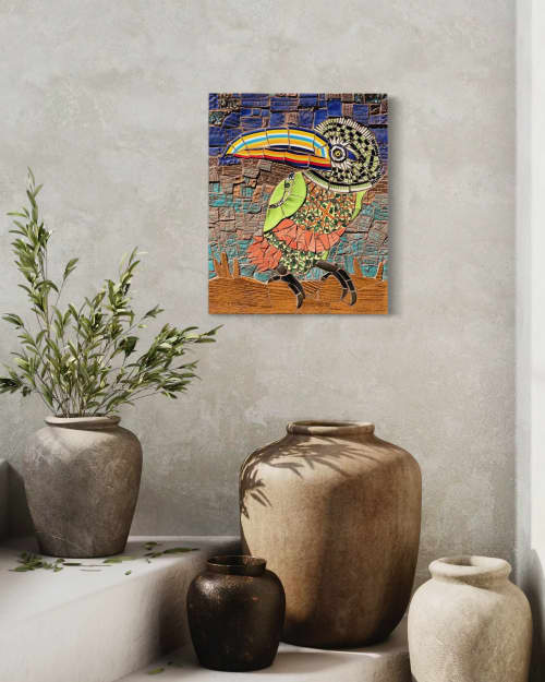 Funky Toucan | Wall Sculpture in Wall Hangings by Gila Mosaics Studio. Item made of ceramic compatible with boho and country & farmhouse style