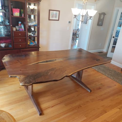 Custom Walnut Trestle Table | Dining Table in Tables by Gill CC Woodworks. Item composed of walnut