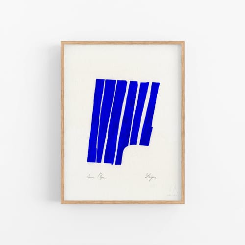 Blue Stripes. 03 - Gouache painting on paper | Watercolor Painting in Paintings by forn Studio by Anna Pepe. Item composed of paper