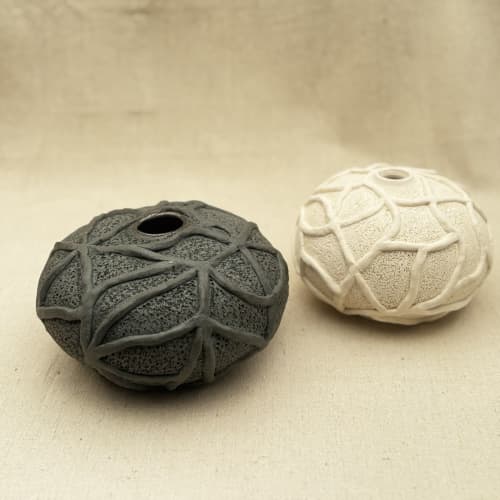 Ceramic Black and White TWIGS vases | Vases & Vessels by Elena Miller. Item composed of ceramic compatible with contemporary and modern style