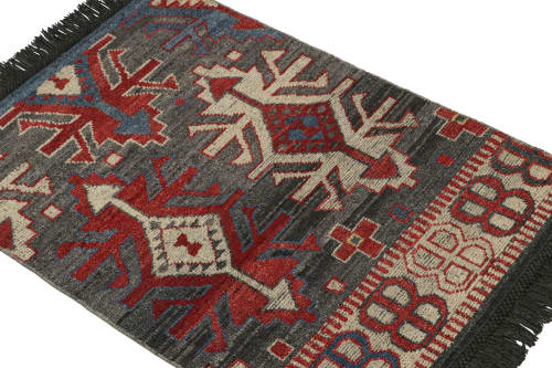 Rug & Kilim’s Caucasian Tribal Rug in Gray with Geometric | Area Rug in Rugs by Rug and Kilim
