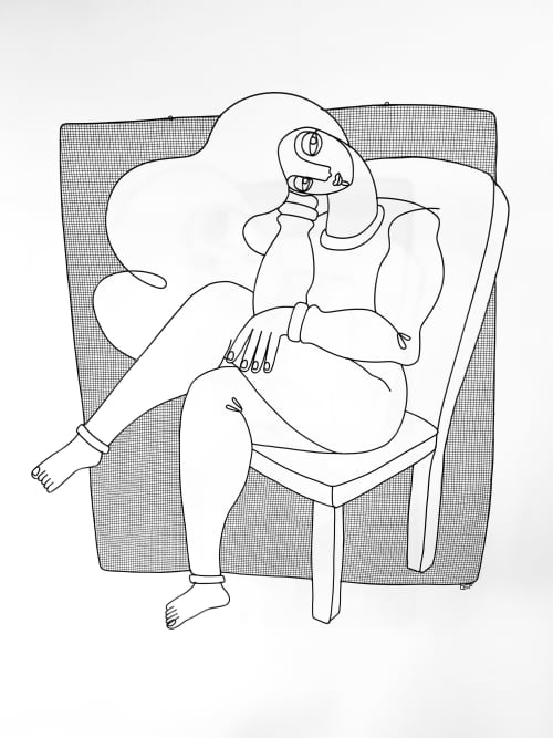 I'm Waiting | Sculptures by Wired Sculpture Studios. Item composed of steel in minimalism or mid century modern style