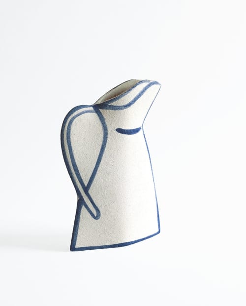 Ceramic Vase ‘Morandi Pitcher - Blue’ | Vases & Vessels by INI CERAMIQUE. Item composed of ceramic compatible with minimalism and contemporary style