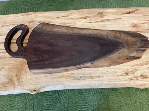 Live Edge Black Walnut Cutting Board | Serving Board in Serveware by Carlberg Design. Item made of walnut works with minimalism style